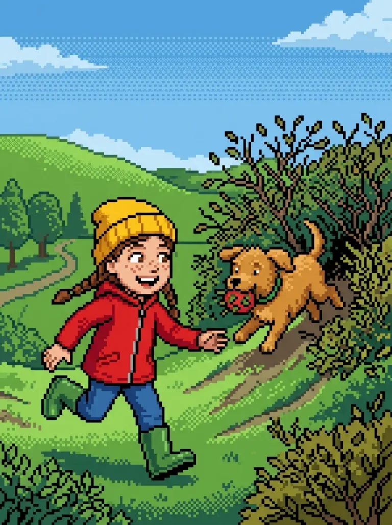 Forsiden til eksempelserien «Mia og Bamse» i stilen Pixel Art / Retro Spill