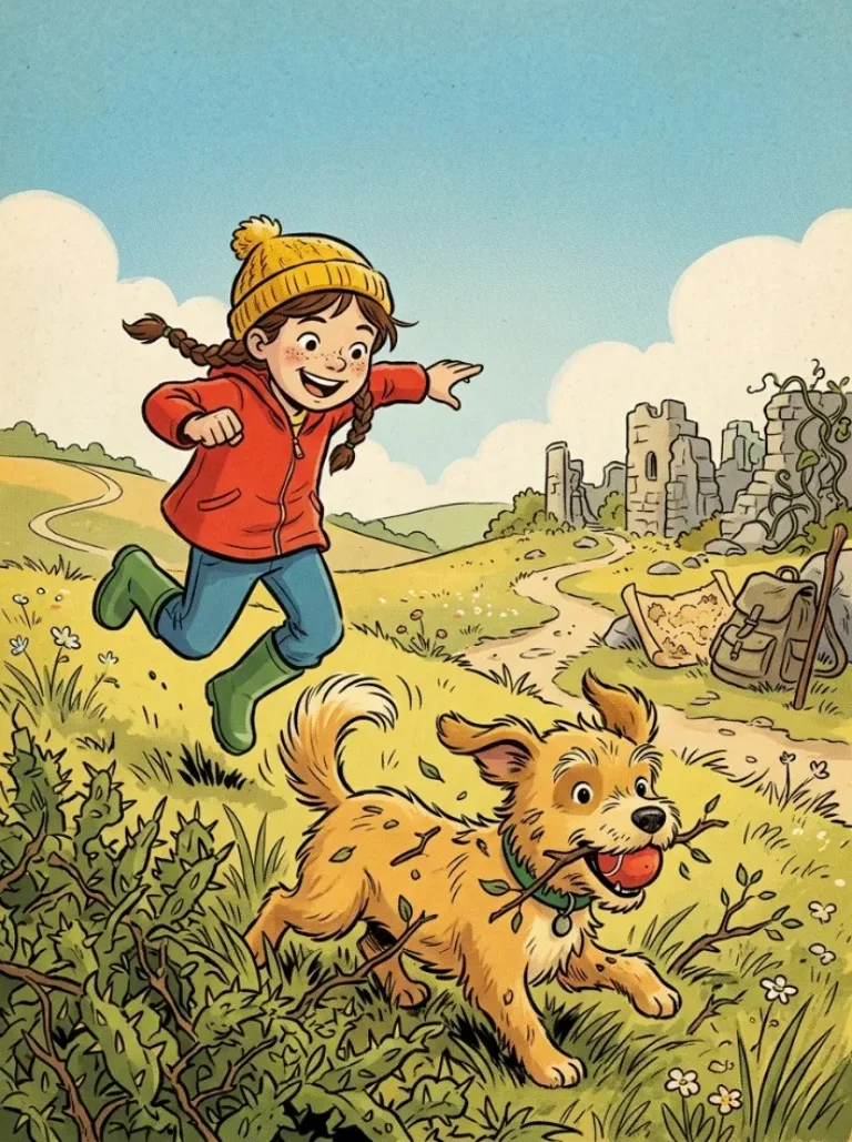 Forsiden til eksempelserien «Mia og Bamse» i stilen Retro Eventyrhefte (1950-tallet)