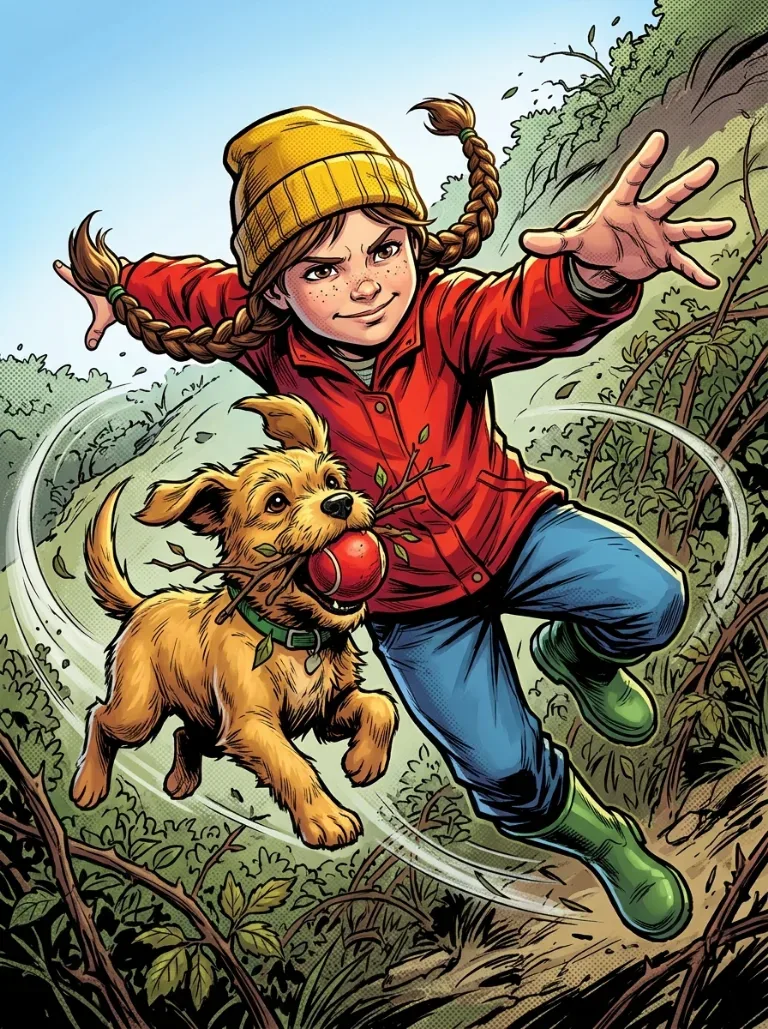 Forsiden til eksempelserien «Mia og Bamse» i stilen Amerikansk Superhelt
