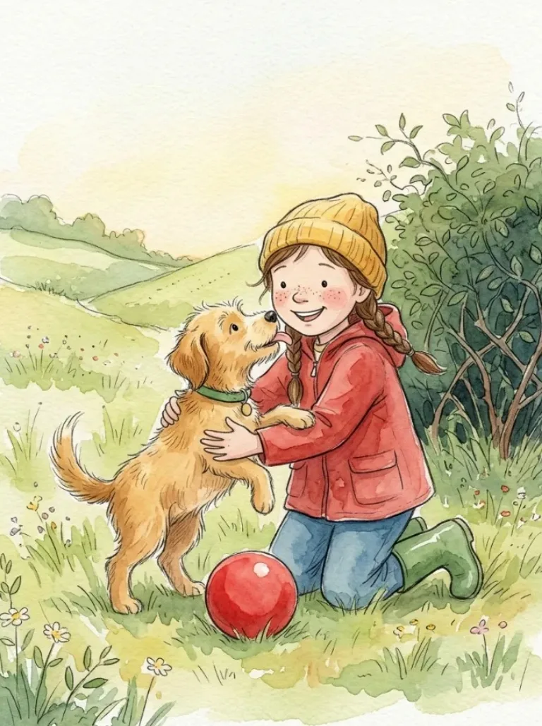 Forsiden til eksempelserien «Mia og Bamse» i stilen Akvarell / Barnebok